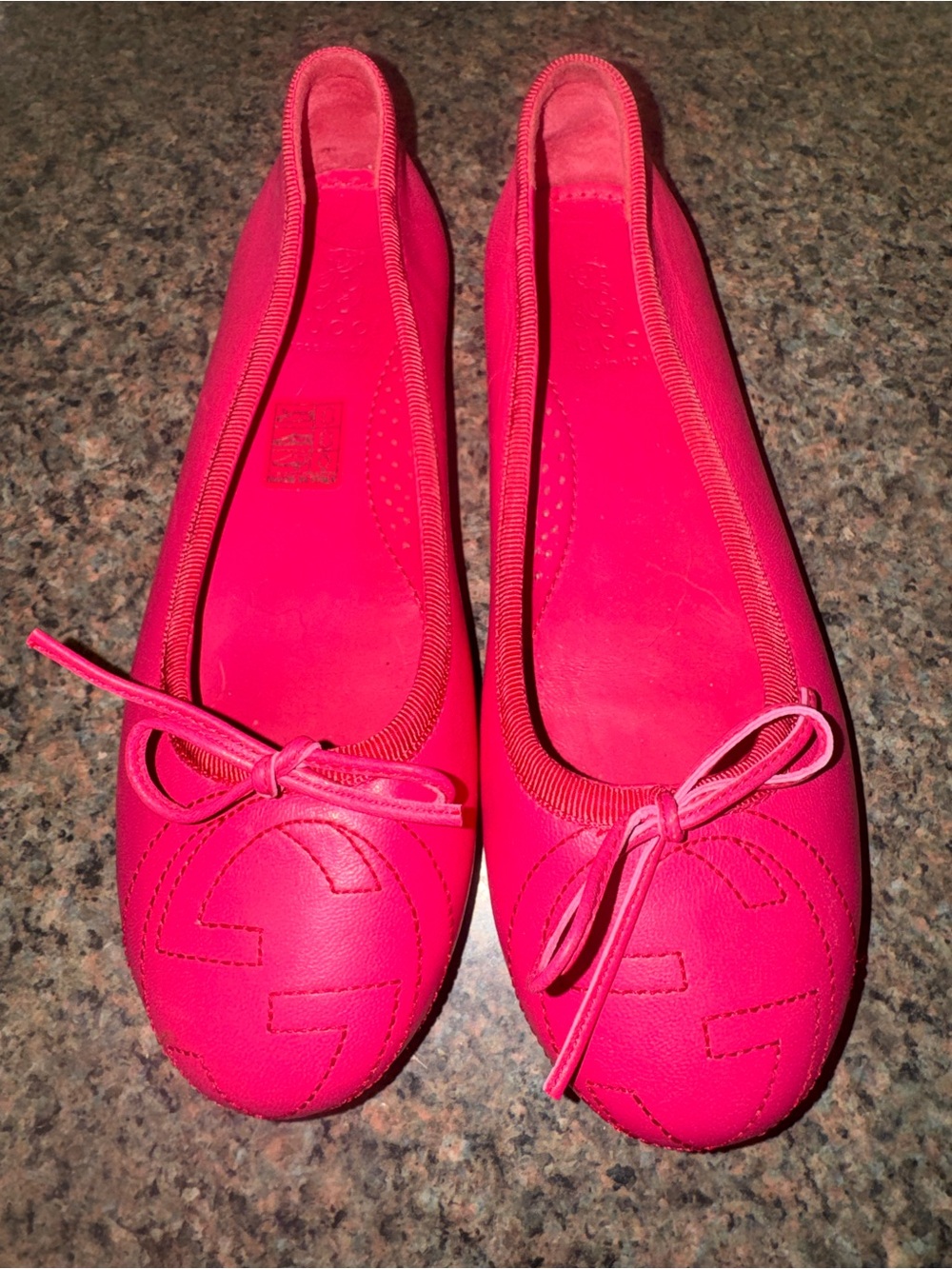 Gucci Barbie Pink Leather Ballet Flats with Bow EUC